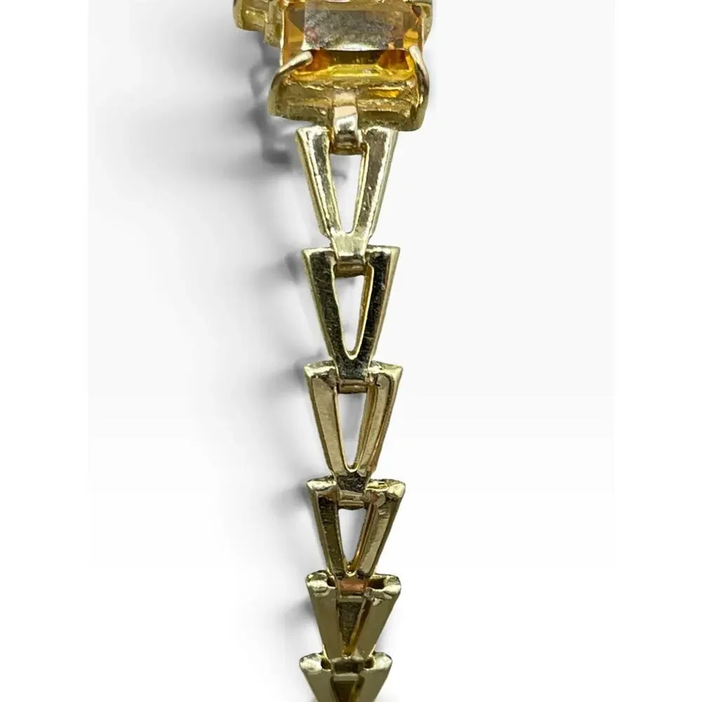 14K Yellow Gold Multi-Colored Emerald Cut Stone Bracelet (26671)